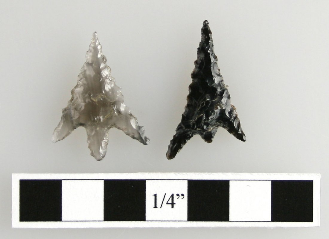 Pair of Oregon Birdpoints: Nice Obsidian points from Klamath Lake, Oregon.