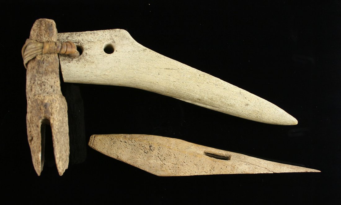 Alaskan Bone Tools: Woodworking tools including a Haft and partial handle for a stone adze. Nice!
