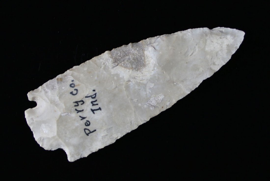3 15/16" Corner Notch: Edwards Plateau chert example probably from Central Texas even though it's marked Perry Co., Indiana