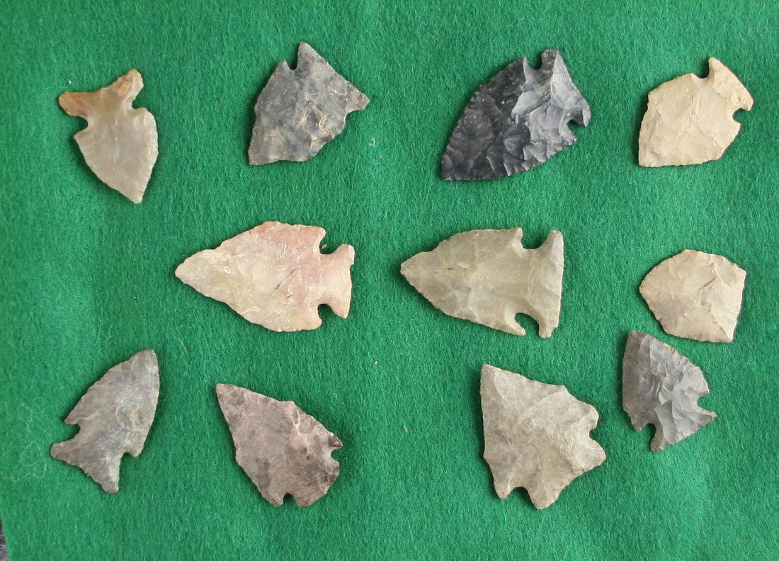 11 Awesome Jacks Reef/Intrusive Mound Points In frame: KY/OH Finds from the Art Heaton Collection. Includes 6x8 frame.