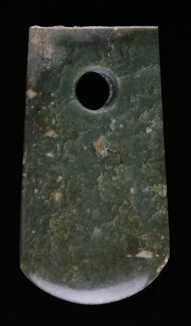 7 1/8" Chinese Jade Axe: Beautiful green jade example from China. Exact age unknown. Well made.