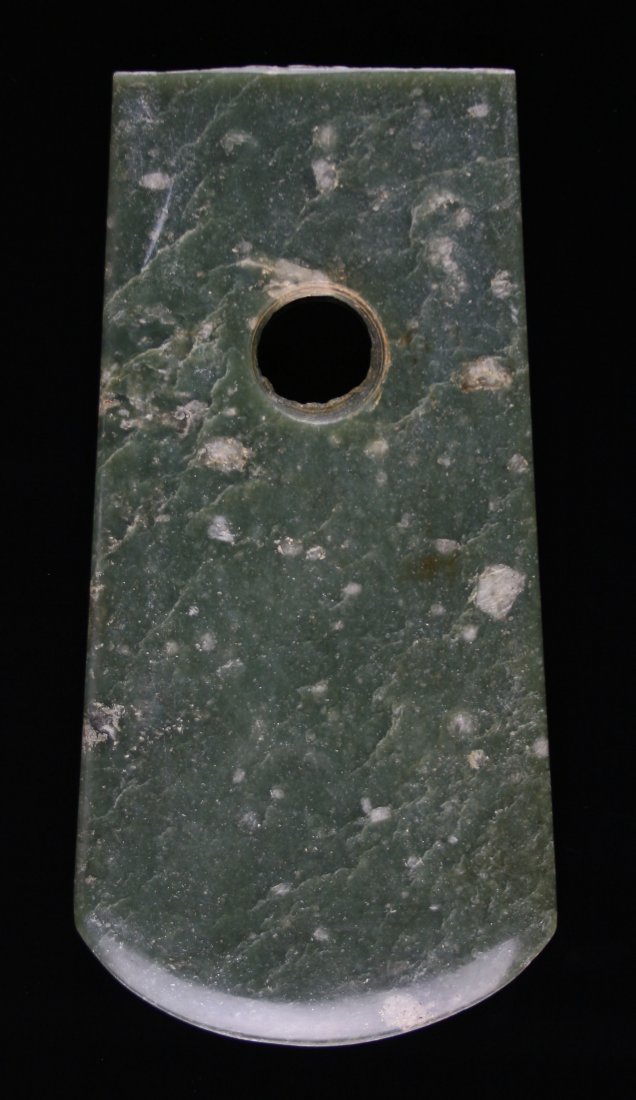 8 1/16" Chinese Jade Axe: Large nice example from China. Exact Age Unknown.