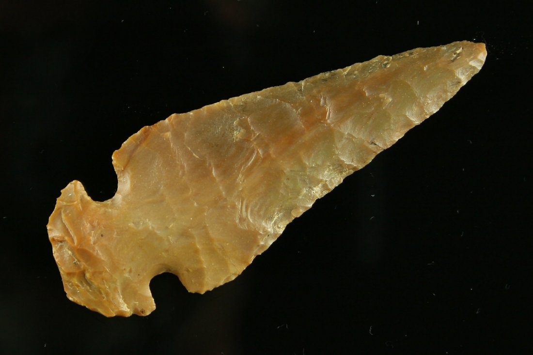 3 3/16" Dovetail - Bennett COA: Found by Richard Kirk in Adams Co., Ohio. Pretty Carter Cave flint.