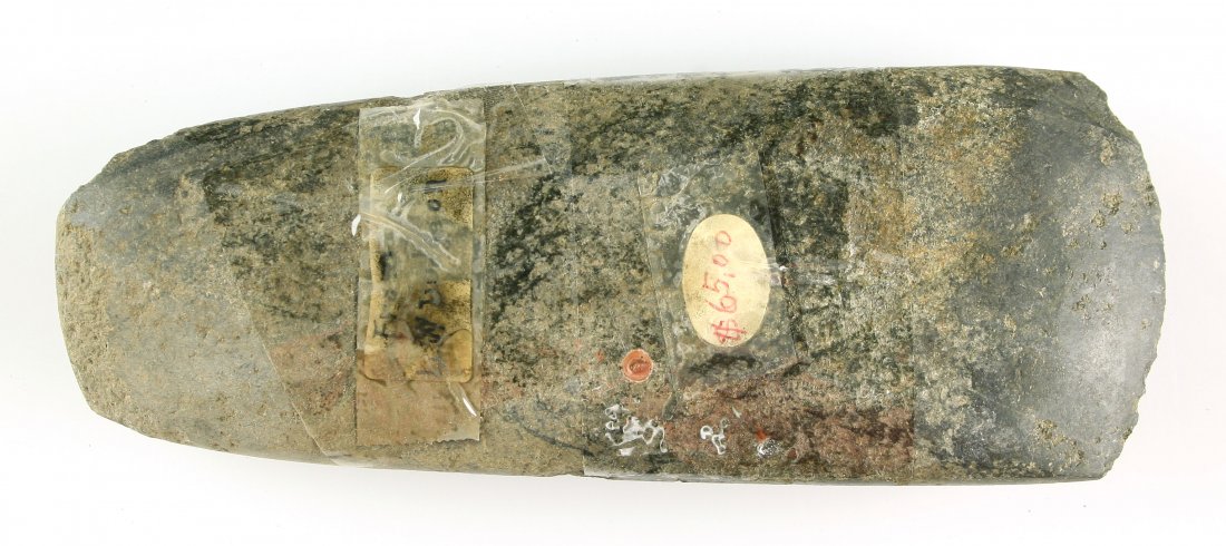 6 1/2" Michigan Celt: Nice hardstone example formerly of the L.W. Dudgeon and Cowan Hood Collections. Kent Co., Michigan.