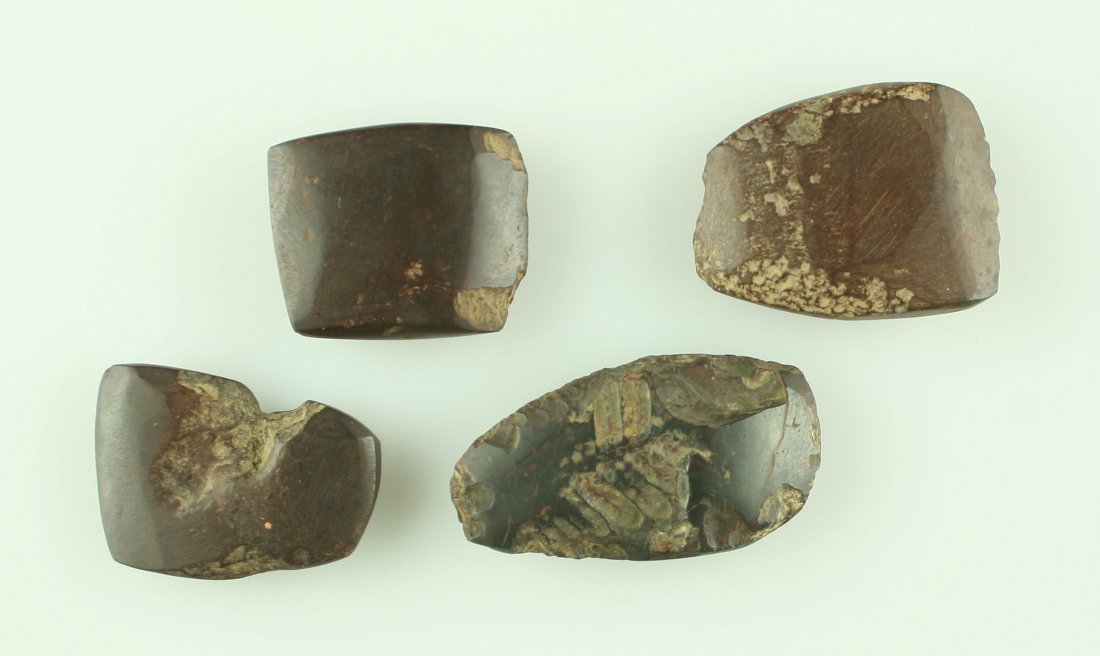 4 Nice Hematite Celts: Nice assortment of Hematite Celts which would have been hafted in bone or antler sockets. Central Kentucky.