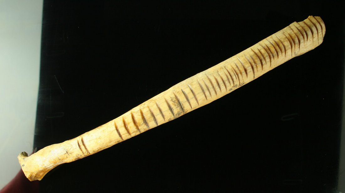 11 1/2" Tallied Elk Rib: Plains example. Found by Ernest Schug between 1955-1965 in Cedar Co., Nebraska on private property. Nicely made!