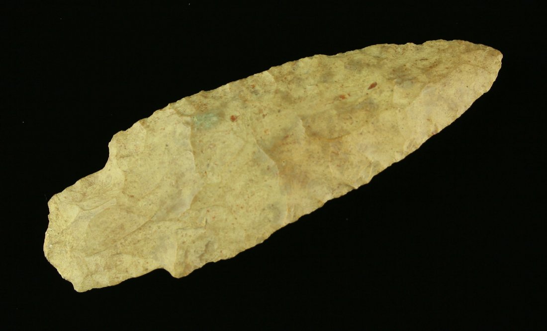 4 3/8" Adena: Nice mottled fossil chert example from Kentucky. Ex - Arthur Stuart Collection.