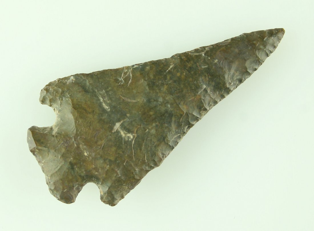 3 3/16" Ohio Pentagonal: Killer dark colored Coshocton example. Ex - Broughton Collection. Southern Ohio.