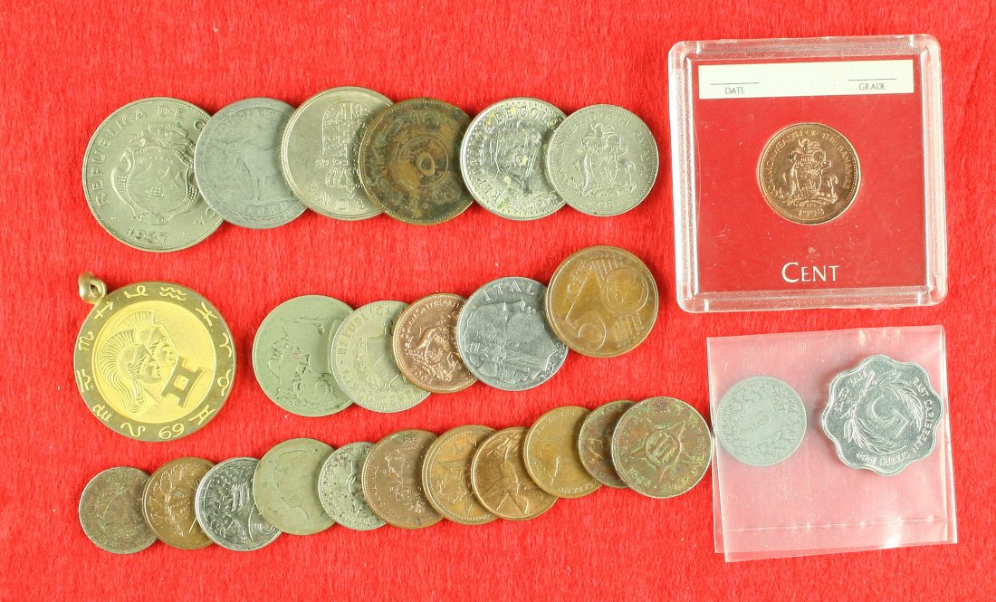 Assortment of old Foreign Coins: Includes Pre-Castro Cuban coins, Greek, Jordanian, Central American, and others! Neat lot of coins you donâ€™t get to see every day. Oldest dates to 1905