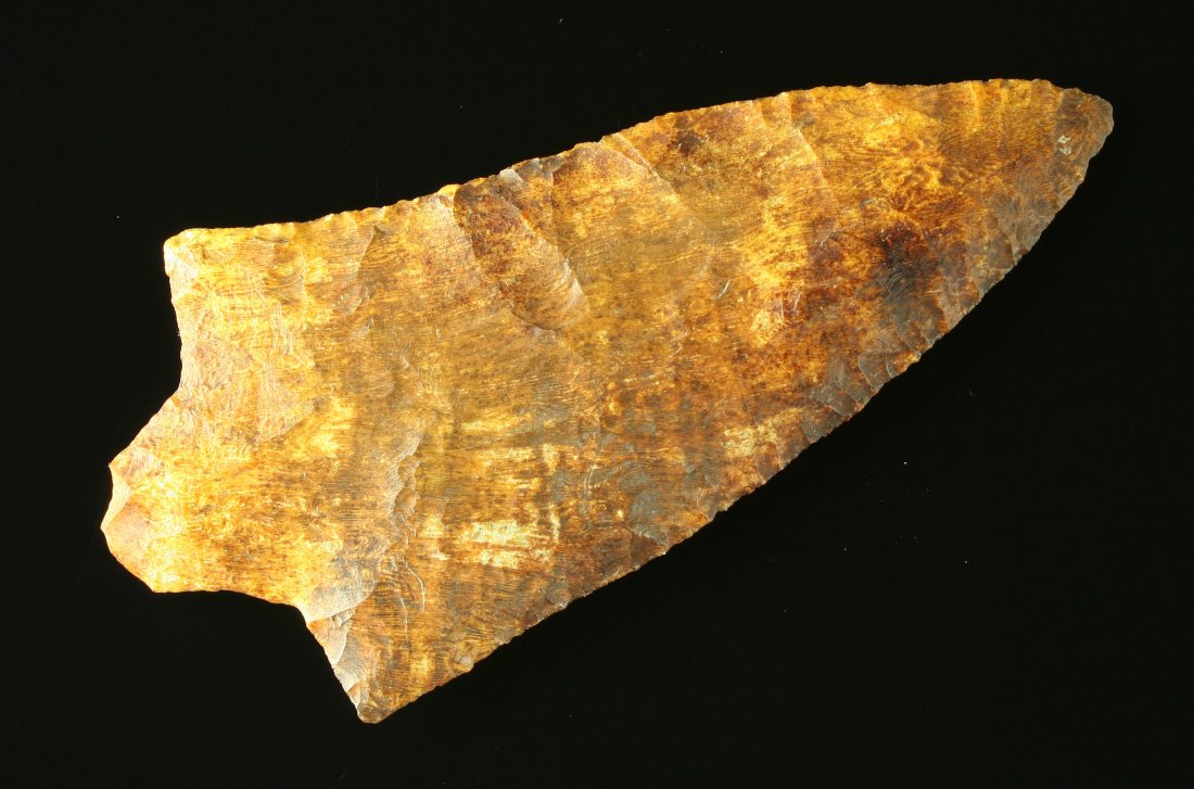 Wafer Thin 4 3/16" River Stained Marion: Superbly thin with great color and no stacks or divots. Ex- Johnson Collection. Florida.
