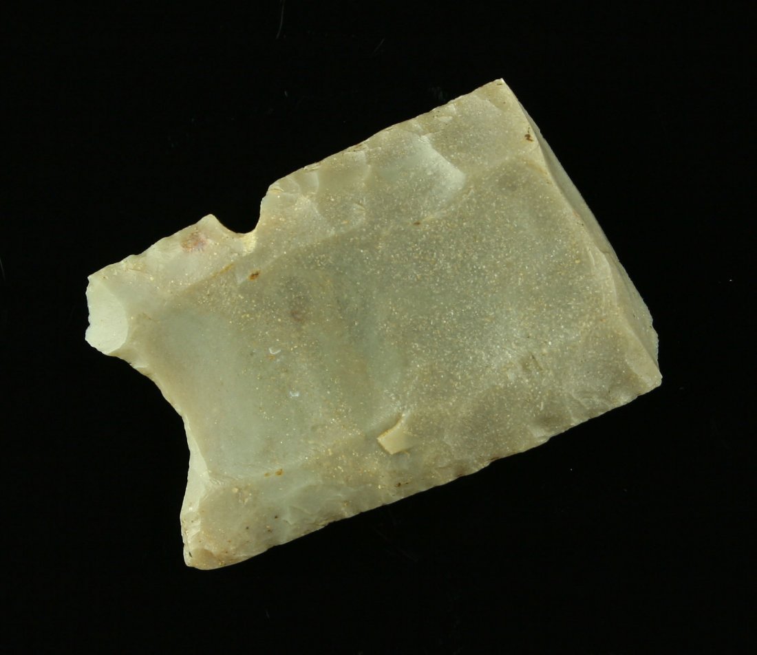 1 3/4" Clovis Base: Nice large example which would probably have been 3+ inches intact. Carter Cave Flint. Kentucky.