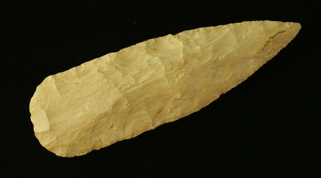 4 5/8" Dovetail Preform Blade: Camden Chert example found by Richard Wadlington in 1982 in Lyon Co., Kentucky. Ex - Bratcher Collection.