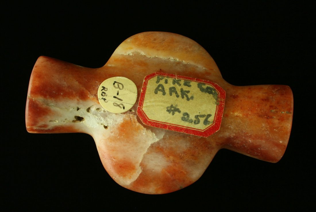 Ex- Townsend 3 3/8" Quartz Bottle Bannerstone - Partain: Gorgeous multi-colored, cream, orange, and red quartz. Super translucent and highly polished over its entirety. Found in Pike County, Arkansas. Excellent history. Ex- Earl Townsend and Ex- G.E. Pilqui
