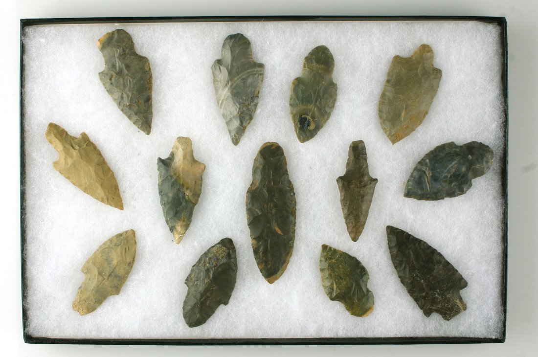 13 EXCELLENT Adena points: Nice group of high quality Adenas from Central/Western Kentucky from the Dale Bratcher Collection.