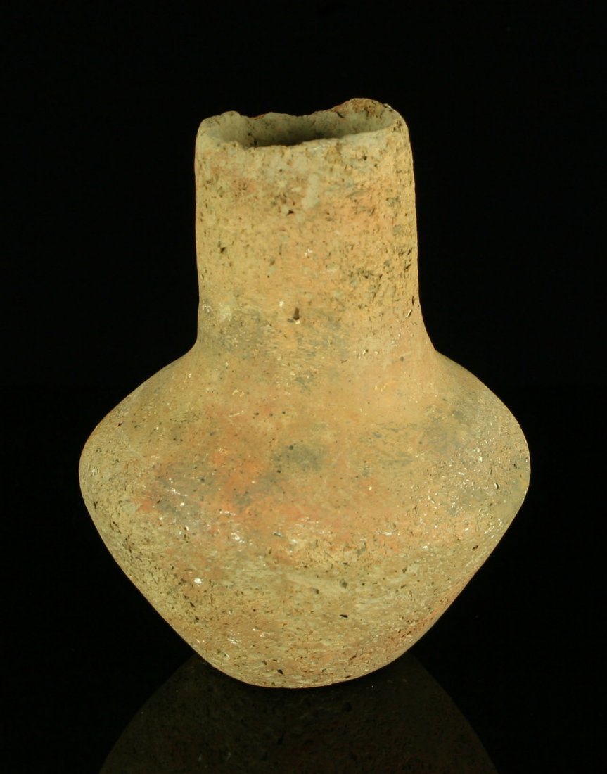 4 3/8" Mississippian Bottle *RESTORED: Shell Tempered clay example formerly of the Robert Abell Collection and Dale Bratcher Collection. Hickman Co., Kentucky.