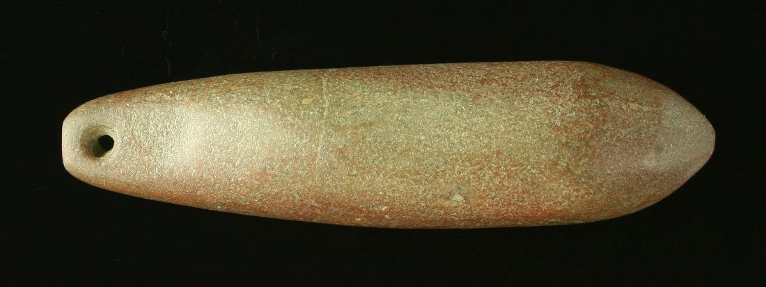 3 3/4" Plummet: Brown Hardstone example from Indiana. Ex - Bratcher Collection.