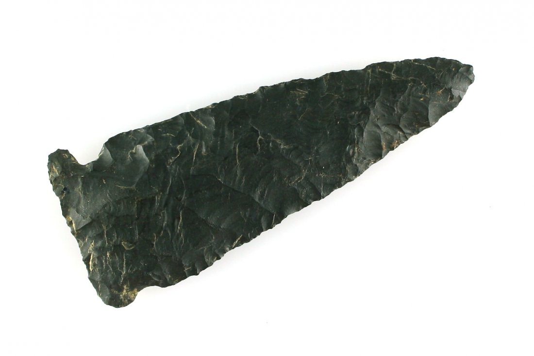 3 3/16" Godar: Black Coshocton flint from Ohio. Ex - Hale, Bratcher Collections.