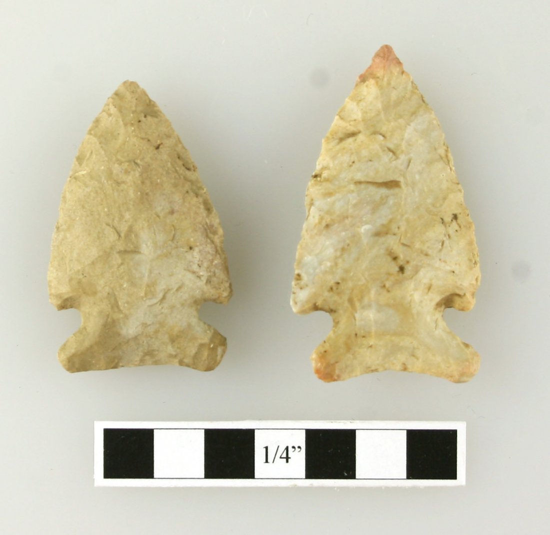 Pair of Palmer Points: Nice archaics from Bourbon Co., Kentucky both in Boyle Chert. Biggest 1 5/8". Ex - Hadden Collection.