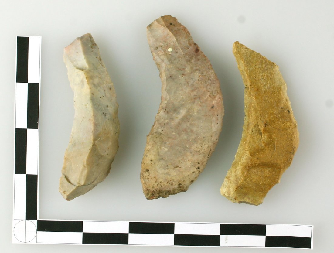 3 SUPER Paleo Scrapers: Great group of uniface blades/scrapers from Bourbon Co., Kentucky. Ex - Hadden Collection.