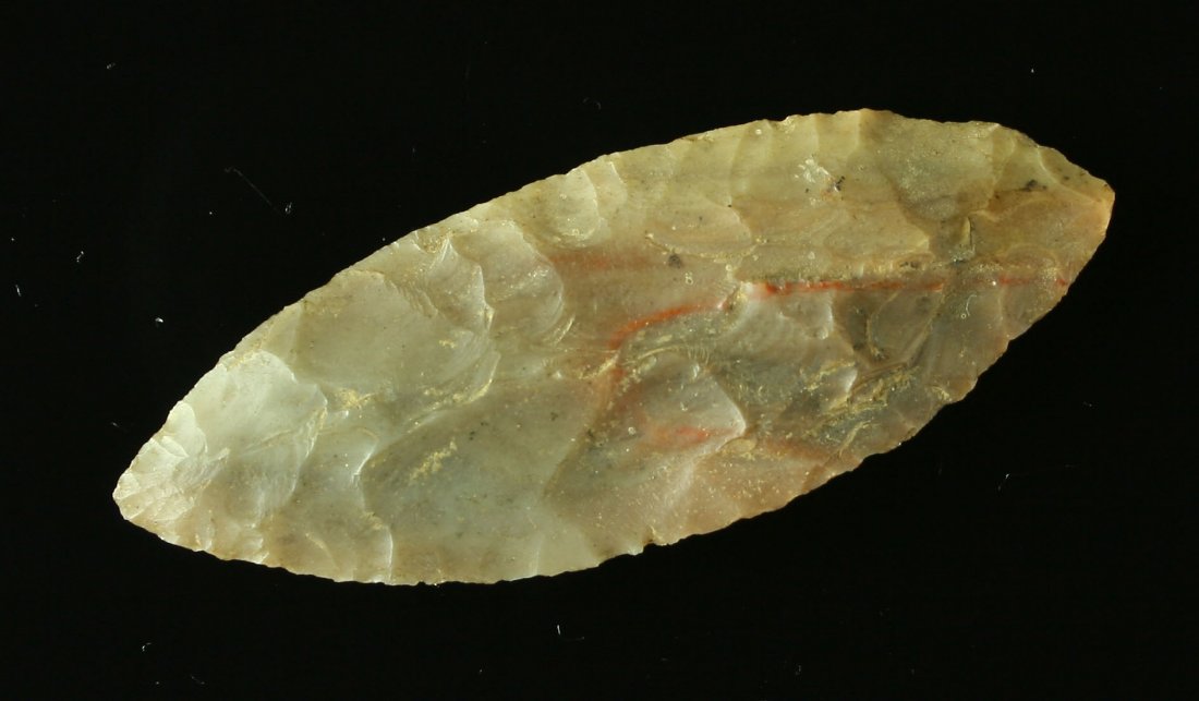 2 1/2" Adena Leaf Blade: Carter Cave flint example found in Bourbon Co., Kentucky. Ex - Hadden Collection.