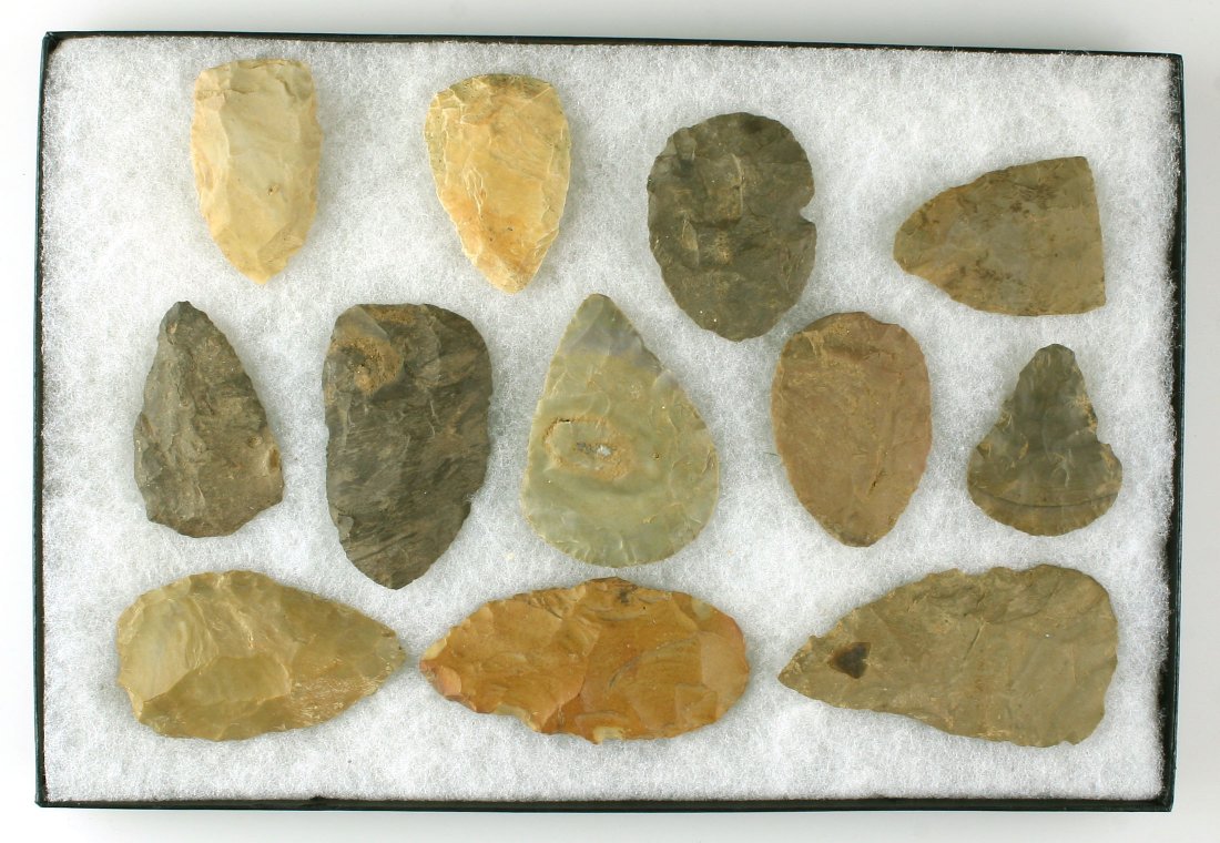 Nice Display of Western Kentucky Blades: 12 Nice Blades found in Western Kentucky. Ex - Dale Bratcher Collection.