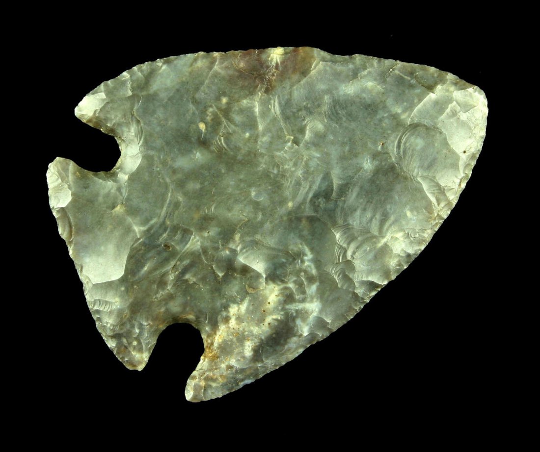 Excellent Big Flint Ridge Snyders - Partain COA: Big beautiful multicolored Flint Ridge example with superb thinness and symmetry. No stacks or divots either. Ex- Craig Harmon Collection. Recovered in Wayne Co., Ohio. Partain says 74mm on his COA. 7