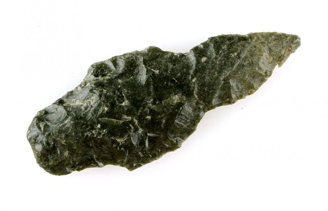 2 5/8" Parman: Obsidian example from Northern California in a silver-sheen obsidian.