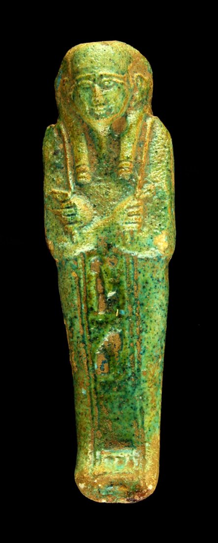 4 1/2" Egyptian Ushabti: Nice blue faience example from an estate sale. Good detail.