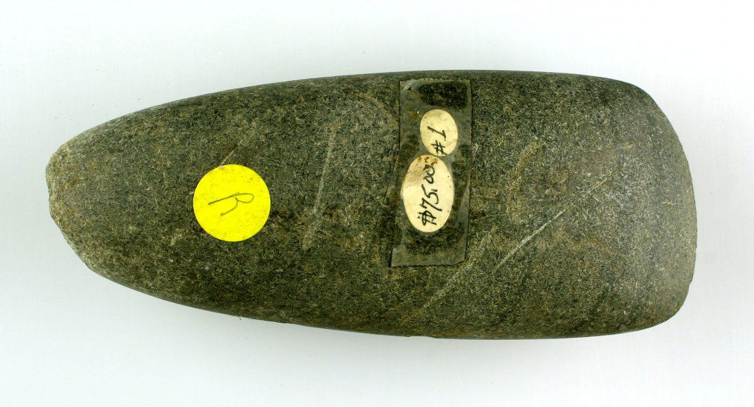 6 3/4" Tapered Poll Celt: Exceptional example with high degree of polish from Johnson Co., Illinois. Ex - Cowan Hood Collection.