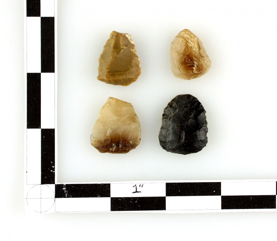 4 Thumb Scrapers: Nice agate examples from the High Plains.