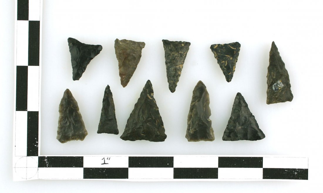 10 Outstanding Ohio Triangles: All collected by Kenneth Broughton of Carter Co., Kentucky. All from Southern Ohio. Mostly Coshocton and Zaleski. Biggest measures 1 7/16".