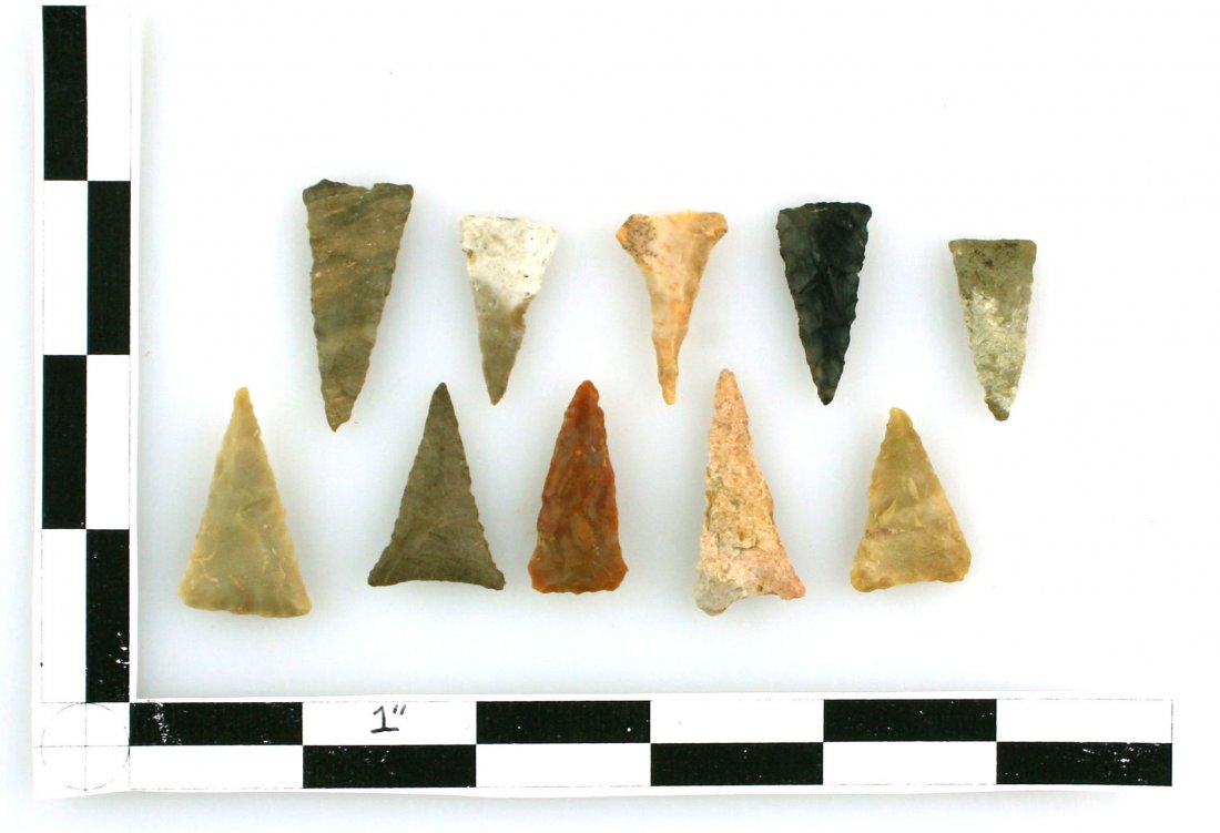 10 Super Fine Kentucky Triangles: All found in Carter Co., Kentucky by Kenneth Broughton. Various local materials - Carter, Boyle, etc. Biggest measures 1 3/8".