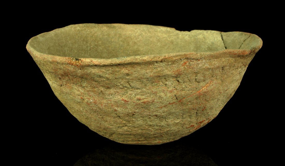 9.75x4.25" Arizona Redware Bowl *Broken & Glued: Nice example but is broken and glued and not restored. Collection # B88.262 on base.