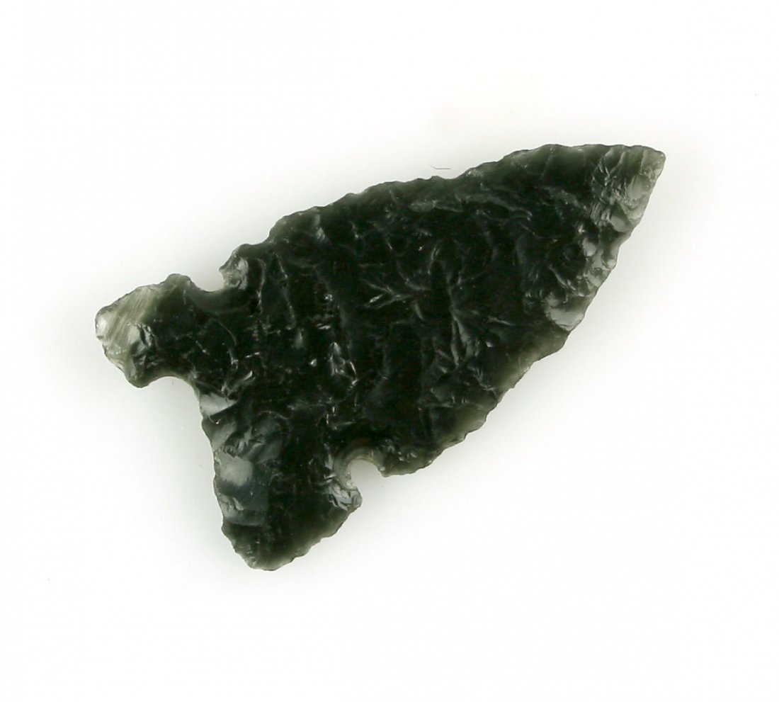 Very Thin 1 1/2" Obsidian Surprise Valley: Great flaking. Nice form and translucency. Oregon type.