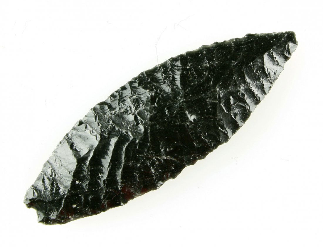 2.5" Cascade: Nicely flaked example from the Dr. E.R. Honeywell Collection. Oregon. Obsidian.