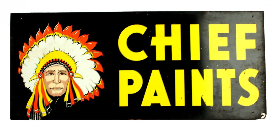 Vintage 12x28" CHIEF PAINTS Sign (1 of 1)