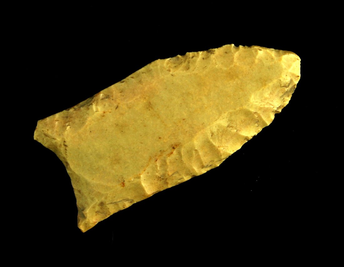 1 3/4" Cumberland: Personal find of Nicholas Hadden in Montgomery Co., Kentucky. Yellow/Cream example fluted to the tip!