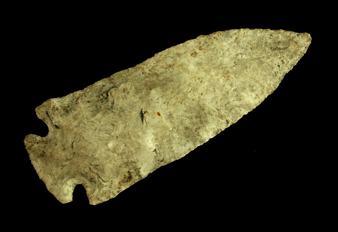 4 1/16" Kirk Corner Notch: Excellent example loaded with original mineralization found near Vienna, Illinois. Ex - Tate Collection.