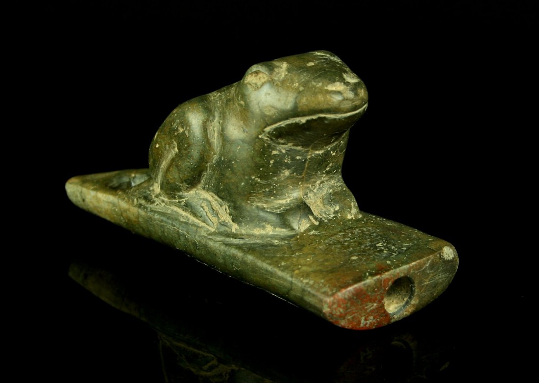 3 1/2" Fragmentary Hopewell Frog Effigy Pipe (1 of 5)