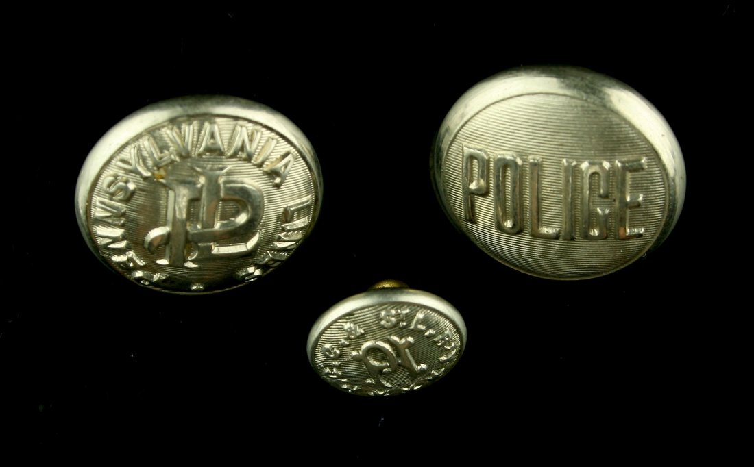 3 Nickel Plated Penn. Lines Police Buttons (1 of 2)