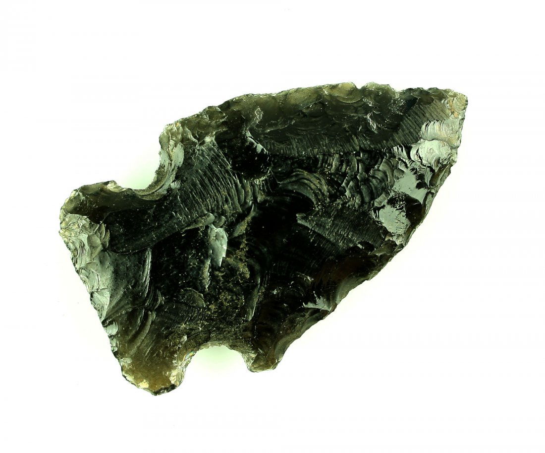 2 1/4" Side Notch: Obsidian example from Lake Co., Oregon formerly of the Reg Seely Collection.