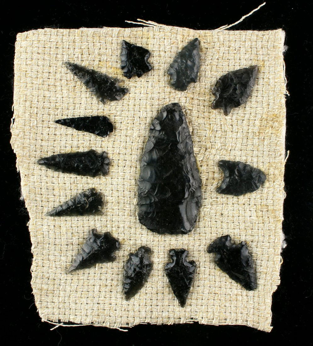 Classic Display of 13 Obsidian Artifacts (1 of 1)