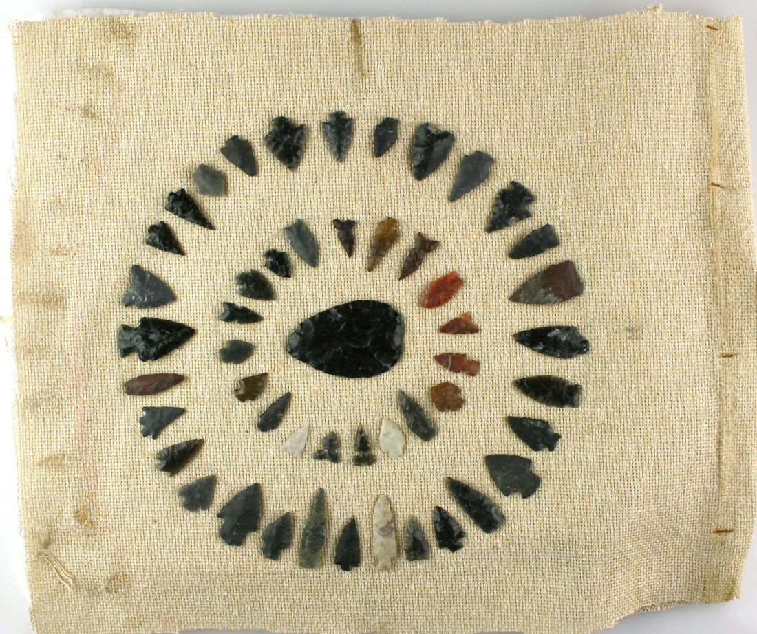 Vintage Display of 50 Nevada Obsidian points (1 of 1)