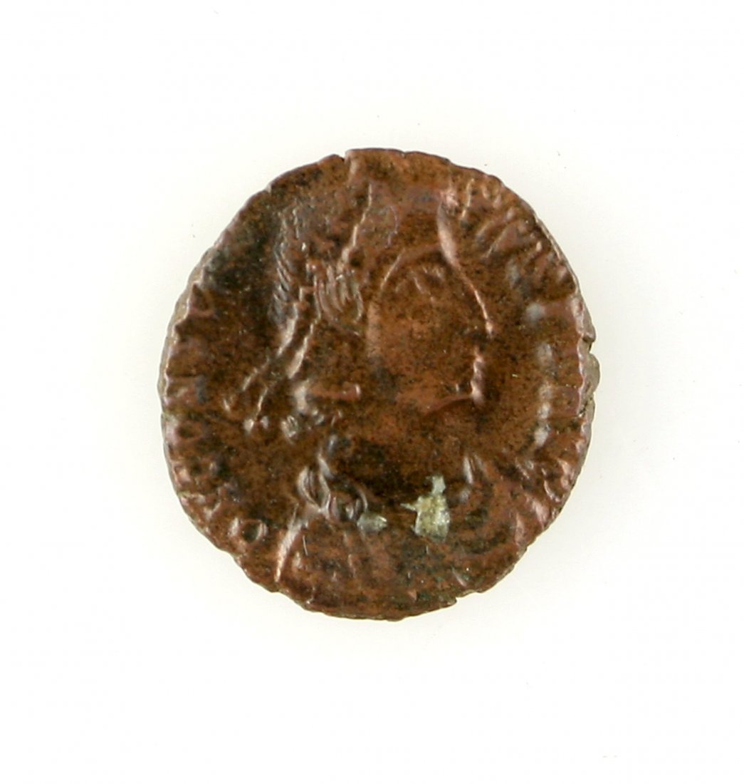 Ancient Roman Coin Constantius II 337-361AD: AE3 Half Centenionalis, Sirmium. Bust with soldier spearing horseman n reverse. M in field.