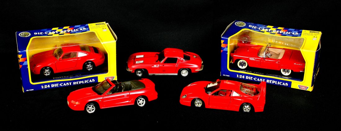 5 1/24th Die Cast Red Sports Cars (1 of 1)