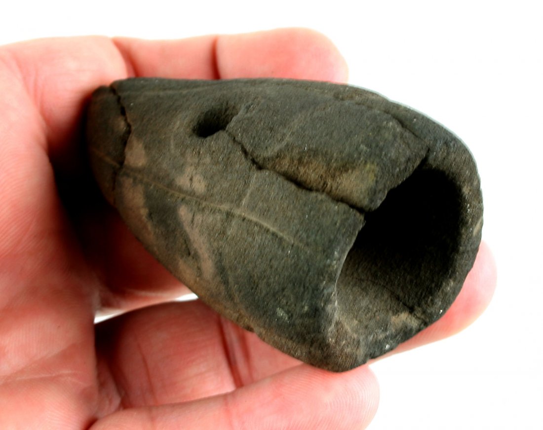 2 3/4" Mississippian Corn Effigy Pipe - Broken & Glued (1 of 5)