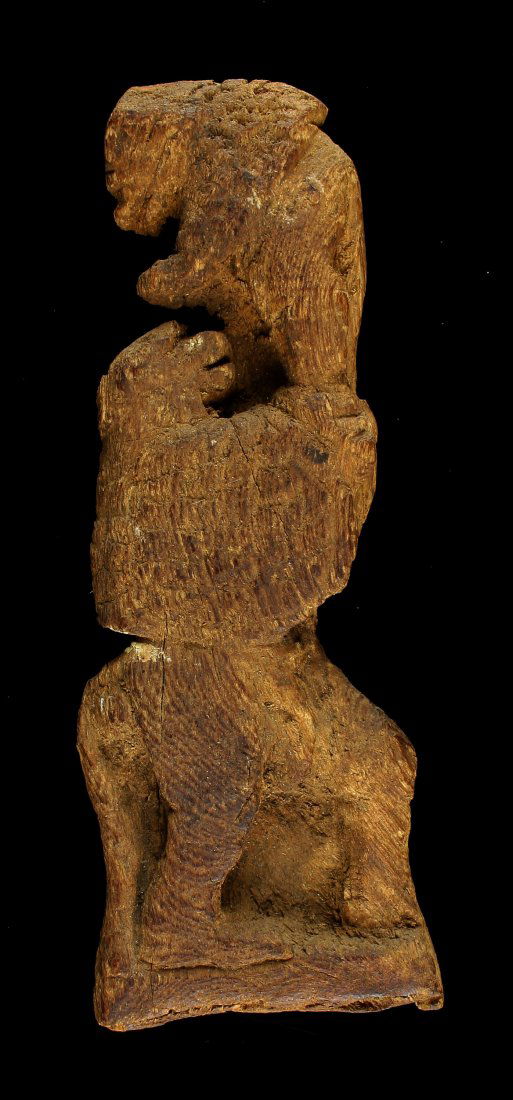 9 1/4" Medieval Woodcarving of a Lion and Bear (1 of 2)