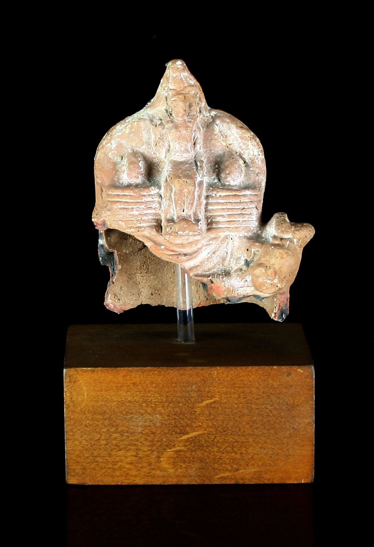 4 1/2" Egyptian Terracotta of Pharoah with Harpocrates (1 of 7)