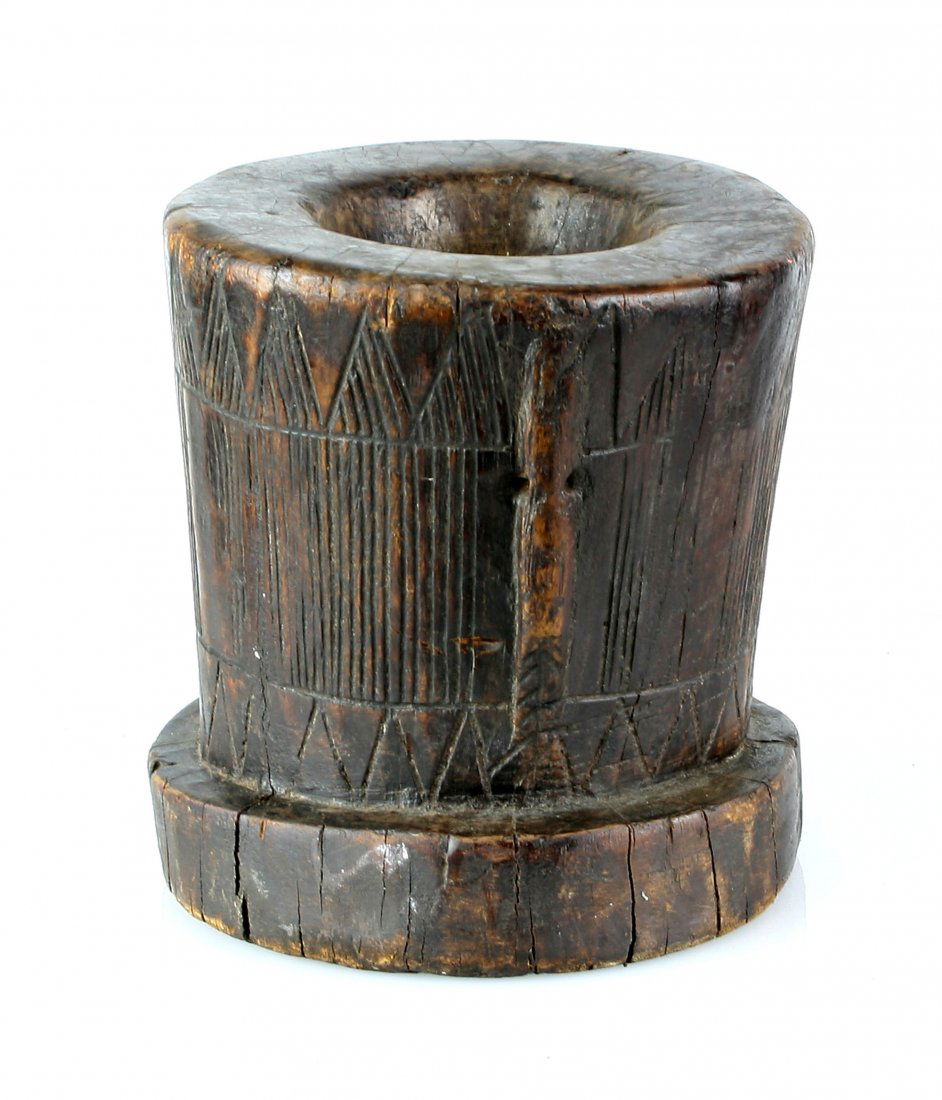 7 1/8" West African Wooden Mortar (1 of 4)