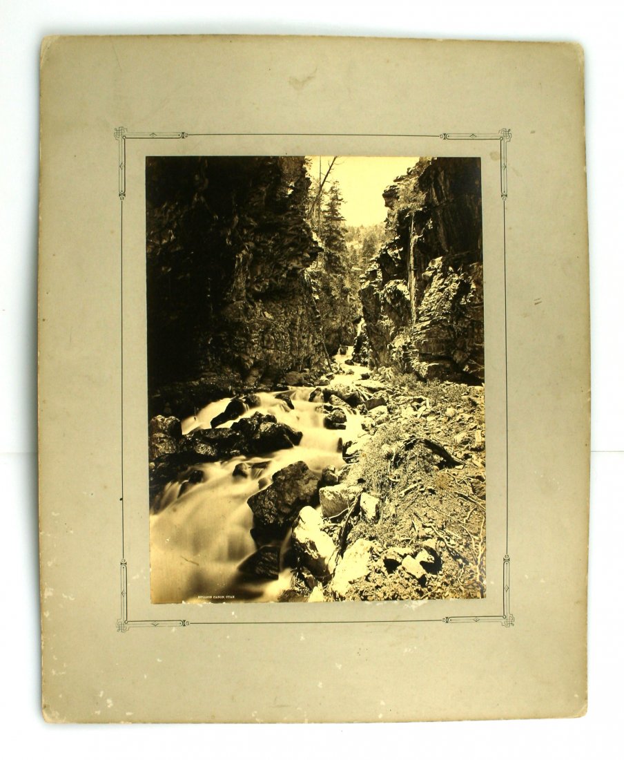 Bullion Canyon, Utah - John Karl Hillers: Nicely composed albumen photograph taken by John Karl Hillers while on the Powell Expedition through the American Southwest in the 1880's. Depictured a waterfall/series of rapids running through the f